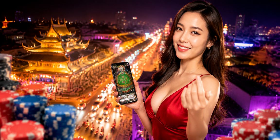 Phong cảnh thành phố Huế với ánh đèn neon hiện đại tượng trưng cho trải nghiệm cá cược tại vf9